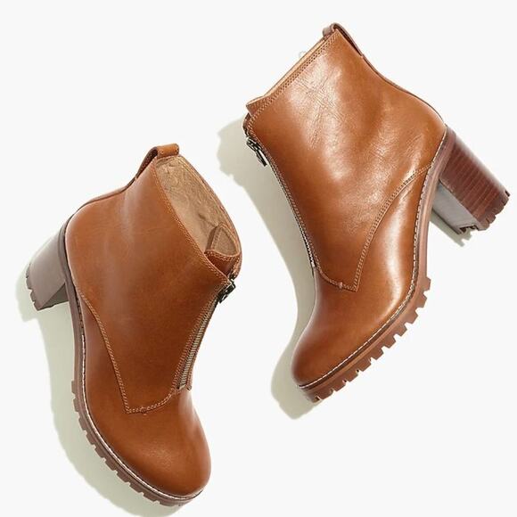 Madewell The Alyce Zip-Front Lugsole Boot in Dried Maple Caramel Brown -Size 7.5 - Picture 2 of 15